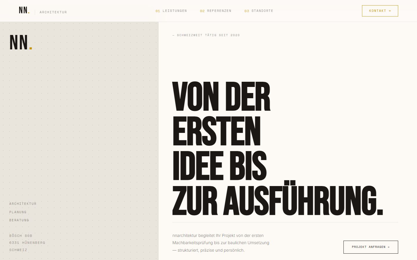 Startseite von NN Architektur